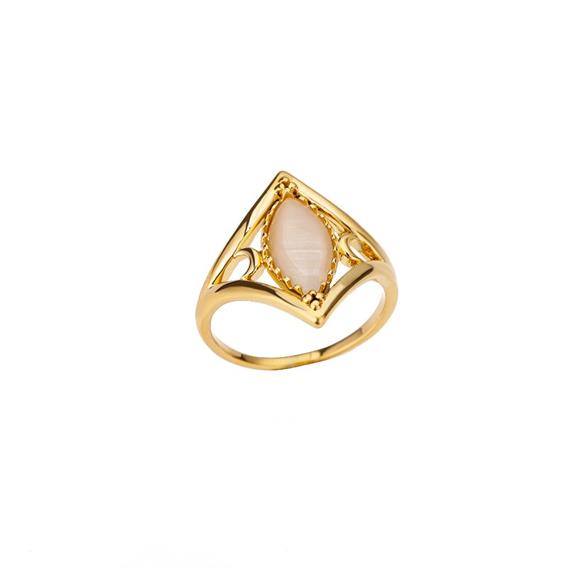 Oval White Opal Rings for Women Stainless Steel Gold Color Finger Ring Irregular Wedding Couple Aesthetic anillos mujer