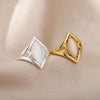 Oval White Opal Rings for Women Stainless Steel Gold Color Finger Ring Irregular Wedding Couple Aesthetic anillos mujer