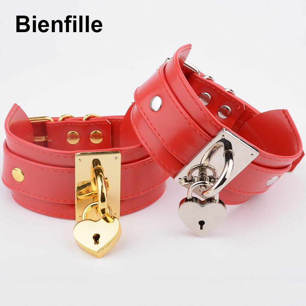 Oversized Handmade BDSM Bondage Leather Necklace For Women Lovely Lockable Heart Collar  Sexy Pastel Gothic Choker Punk