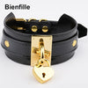 Oversized Handmade BDSM Bondage Leather Necklace For Women Lovely Lockable Heart Collar  Sexy Pastel Gothic Choker Punk
