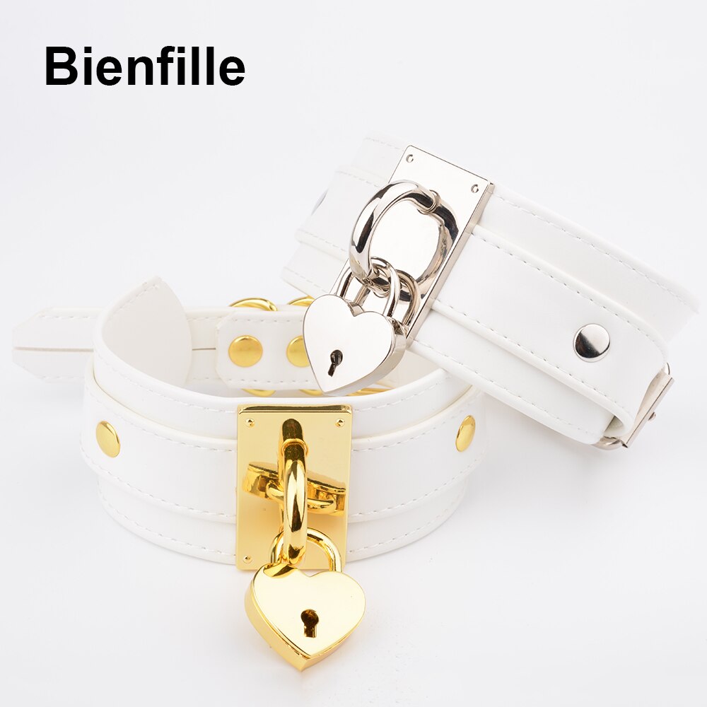 Oversized Handmade BDSM Bondage Leather Necklace For Women Lovely Lockable Heart Collar  Sexy Pastel Gothic Choker Punk