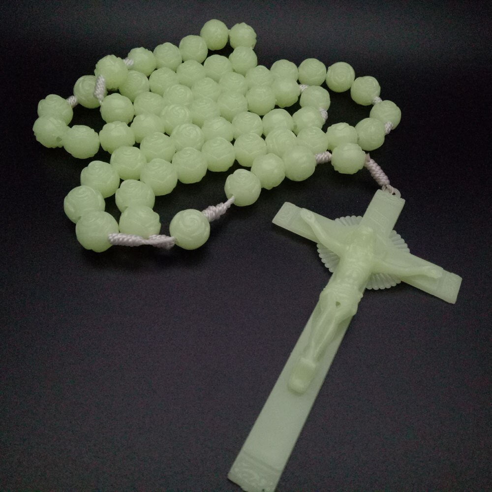Oversized hanging decoration Catholic cross rosary 20mm luminous luminous necklace wall rosary