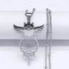 Owl Feather Dream Catcher Stainless Steel Charm Necklaces for Women/Men Silver Color Pendant Necklace Jewelry N7029S04