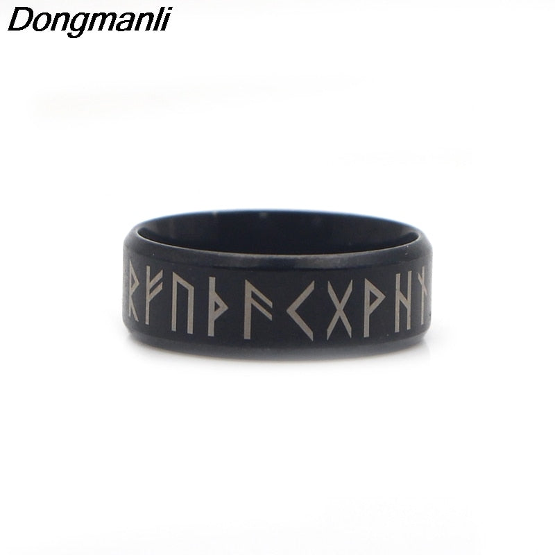 P1808 Punk Fashion Style Antique Retro Male Jewelry Viking Ring Female Black Amulet Vintage Norse Rune Rings For Women
