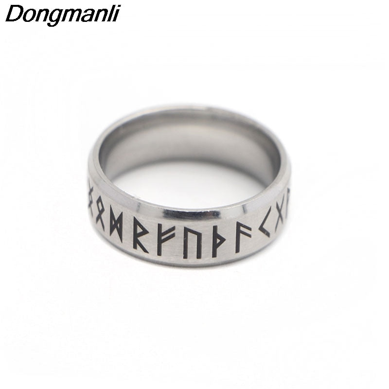 P1808 Punk Fashion Style Antique Retro Male Jewelry Viking Ring Female Black Amulet Vintage Norse Rune Rings For Women