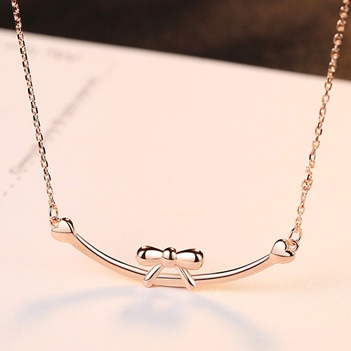 2020 Authentic 925 Sterling Silver Elegant Bow Pendant Necklace For Women Wedding Necklace Brand Fine Jewelry