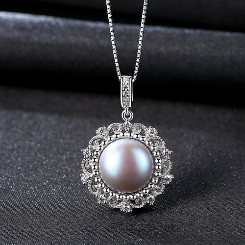 Brand 10-10.5MM Big Gr Pearl Pendant Fashion Style Gift For Women Natural Pearls 925 Silver Choker Necklace
