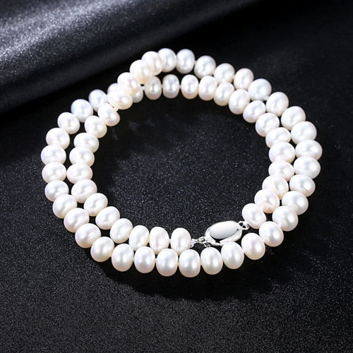 Brand 7-8mm Natural Pearl Necklace Single Necklace for Women High Brightness Pearl Beaded Chocker Wholesale