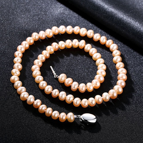 Brand 7-8mm Natural Pearl Necklace Single Necklace for Women High Brightness Pearl Beaded Chocker Wholesale