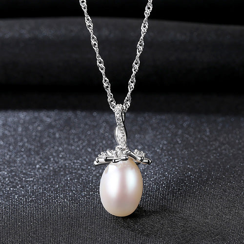 Brand 925 Sterling Silver Elegant Fashion Necklace Natural Big Pearls Pendant For Women Party Accessories