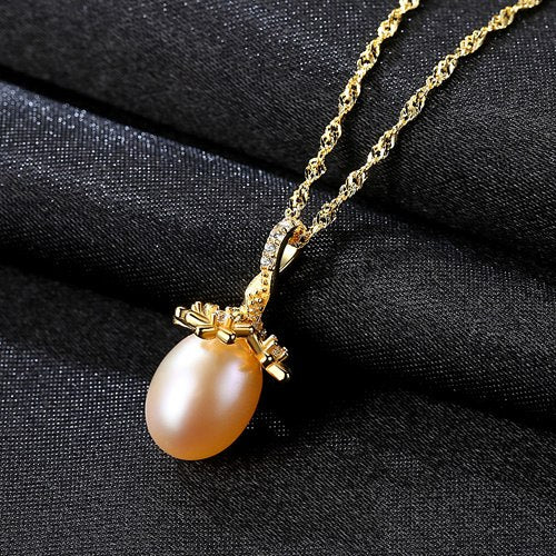 Brand 925 Sterling Silver Elegant Fashion Necklace Natural Big Pearls Pendant For Women Party Accessories