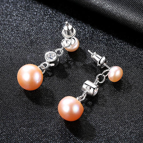 Brand 925 Sterling Silver Elegant Semicircle Natural Pure Love Pearl Stud Earrings for Women Fine Jewelry Brincos