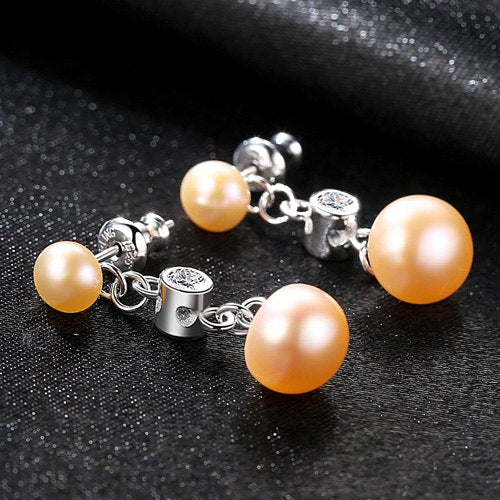 Brand 925 Sterling Silver Elegant Semicircle Natural Pure Love Pearl Stud Earrings for Women Fine Jewelry Brincos