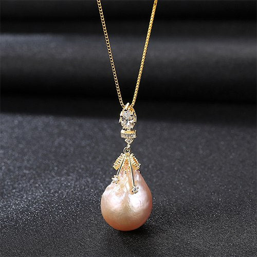 Brand Baroque Style Big Multicolor Natural Pearl Pendant 925 Sterling Silver Pendant Necklace For Women Gift
