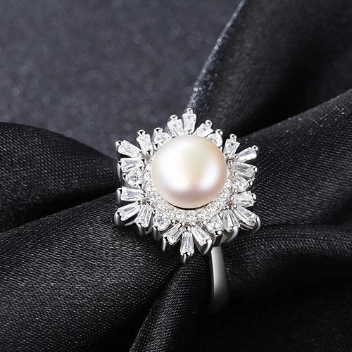 Brand Charms Pearl Rings With CZ Fine Jewellry For Women 2020 New Resizable Real 925 Sterling Silver Jewelry Gift Box