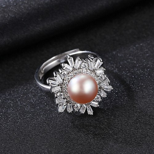 Brand Charms Pearl Rings With CZ Fine Jewellry For Women 2020 New Resizable Real 925 Sterling Silver Jewelry Gift Box