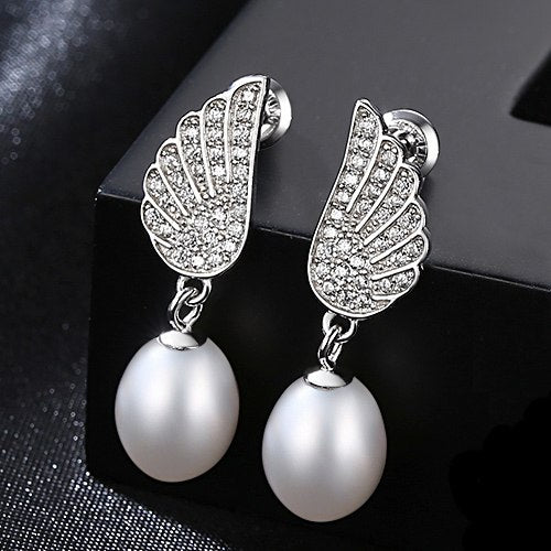 Brand Classic Authent 925 Sterling Silver the Angel of Love Flying Wings Stud Earrings For Women Wedding Fine Jewelry