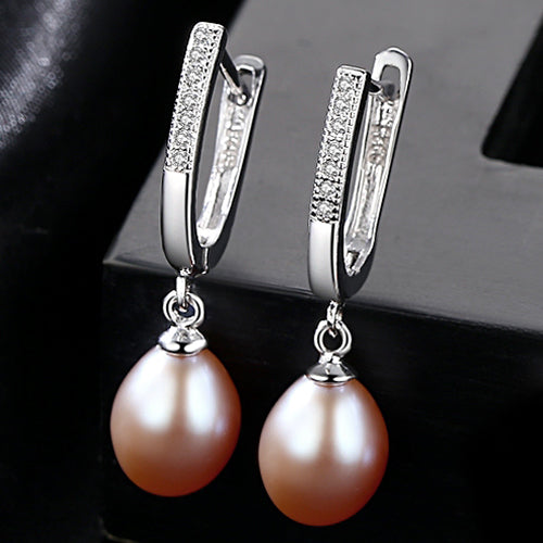 Brand Classic Style Natural 8-9mm Drop Pearl Clip Earrings for Women 925 Silver Clip on Earrings Wholesale