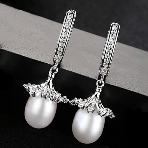 Brand European Style Loose Flowers Shape Charm Natural Pearl S925 Clip Earrings for Women Fine Jewelry Gifts Wholesale