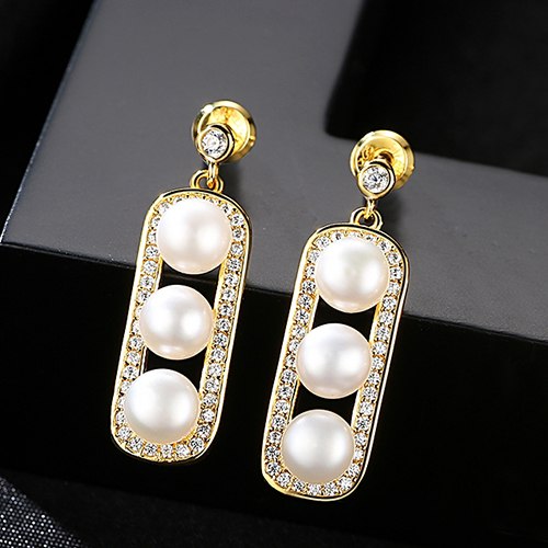 Brand Genuine Luxury 925 Sterling Silver Natural Pearl Grape-shaped Pearls Earrings Perfect Fine Jewelry for Women Gift