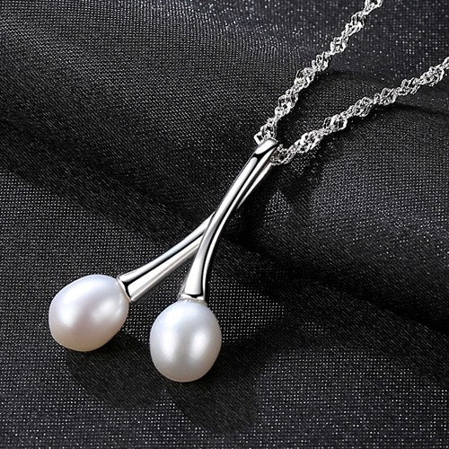 PAG MAG Brand Hot New Fashion 7-8 mm Natural Pearl Necklace 925 Silver Moon bud Pendant for Women Necklace Jewelry