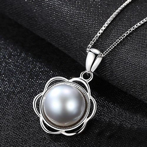 Brand Luxury Black Color Pearl Pendant 925 Sterling Silver Box Chain Women Necklace Popular Jewelry For Party Banquet