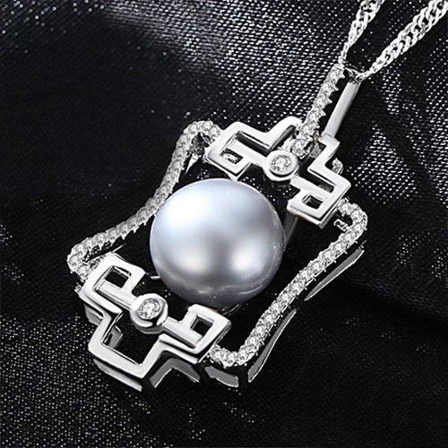 Brand Luxury Gr Color Pearl Pendant 925 Sterling Silver Wave Chain Women Necklace Popular Jewelry for Party Wedding