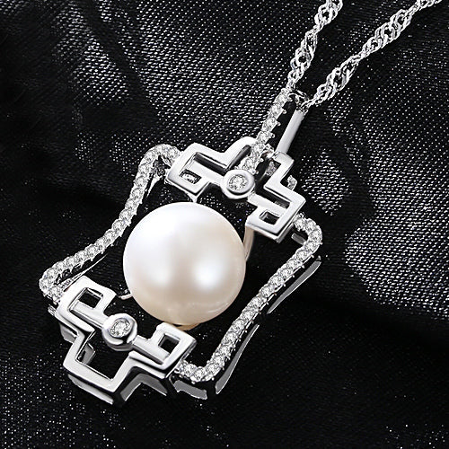 Brand Luxury Gr Color Pearl Pendant 925 Sterling Silver Wave Chain Women Necklace Popular Jewelry for Party Wedding