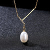 Brand New Arrival Simple Design 925 Silver Chain 7-8mm Natural Rice Pearl Pendant For Women Jewelry Gift