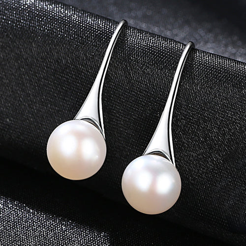 Brand New Hot Sale Temperament Elegant Sweet Pearl Dangle Earrings For Women Silver 925 Jewelry White/Black/Pink Colors