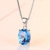 Brand Oval Natural Paris Sky Blue Topaz 925 Sterling Silver Pendant Necklace For Women Wedding Party Fine Jewelry