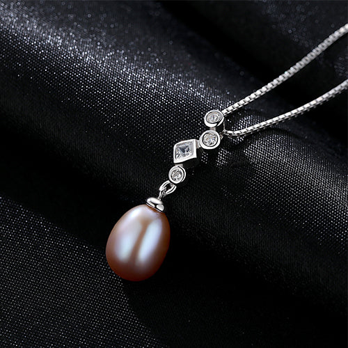Brand Simple Irregular 925 Sterling Silver Necklace With Natural Pearl Pendant For Women High Quality Jewelry