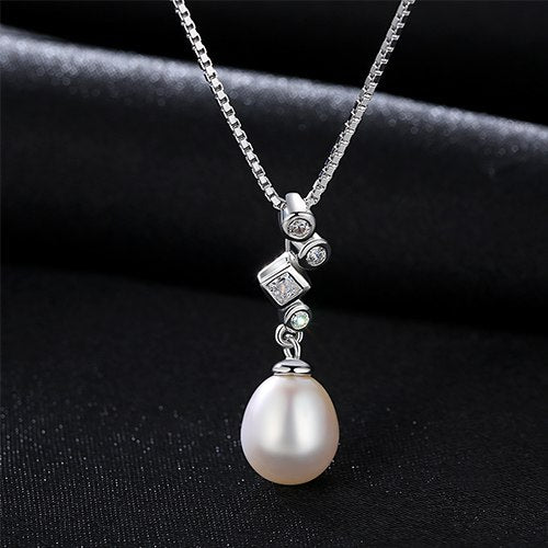 Brand Simple Irregular 925 Sterling Silver Necklace With Natural Pearl Pendant For Women High Quality Jewelry