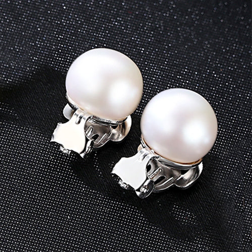 Brand Sterling Silver Ear Clip No Need Pierced Ears Stud Ear Clip for Women 4 Color Choose 10-10.5mm Pearl