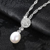 Brand Sterling Silver Jewelry Chain 925 Necklaces Top Quality 8-9mm Pearl Charm Pendent For Women Collier