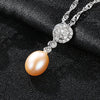 Brand Sterling Silver Jewelry Chain 925 Necklaces Top Quality 8-9mm Pearl Charm Pendent For Women Collier