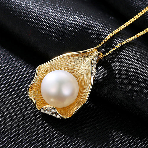 Charm Shell Design Pearl Jewelry 925 Sterling Silver Jewelry Fashion Pearl Pendant Necklaces for Women 18k Gold Color