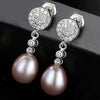 Classic Elegant 925 Sterling Silver Pearl Earrings, 8-9mm Natural Pearl for Women Engagement Jewelry Brincos