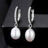 Classic Genuine 925 Sterling Silver Huggie Hoop Earrings For Women Nature Pearl Elegant Female boucle d'oreille Bijoux