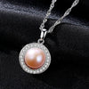 Classic Round 925 Sterling Silver Pendant Necklace with 9-9.5mm Pearls Natural Pearl Fine Jewelry Hot001