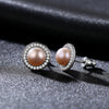 Classic Round High Bright 7-7.5mm Natural Pearl Stud Earrings for Women 925 Sterling Silver Jewelry Hot001