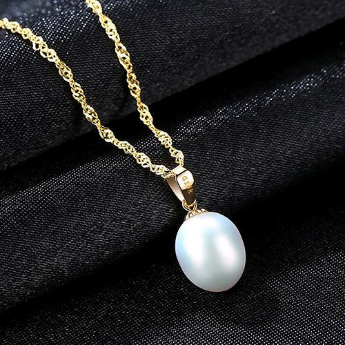 Elegant Pearl 18K Yellow Gold Pendant Natural Pearl Pendant Necklace 45cm Gift For Women Wedding Or Party