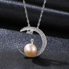 Fashion Brand Genuine 925 Sterling Silver Crescent Moon Shimmering zircon Pendant Necklaces for Women Fine Jewelry Gift