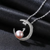 Fashion Brand Genuine 925 Sterling Silver Crescent Moon Shimmering zircon Pendant Necklaces for Women Fine Jewelry Gift