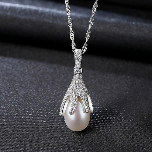 Fashion personality Six claw Solid Silver S925 Necklace For Girl Real Natural Pearl Pendant For Party Jewelry