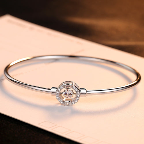 Genuine 925 Sterling Silver Bracelet White Color Clear shiny CZ Love Bracelets For Women Men Bracelets Bangles