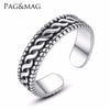 Genuine 925 Sterling Silver Fine Jewelery&Elegant Twist Stackeble Finger Cuff Rings for Valentine's Days