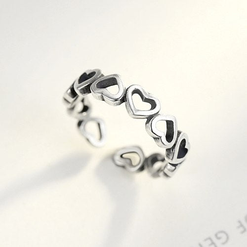 Genuine 925 Sterling Silver Heart Ring Dazzling Daisy Meadow Plant Ring For Women Wedding Silver 925 Jewelry