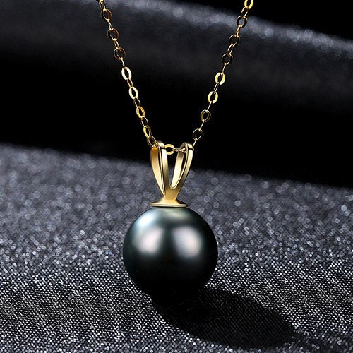 Natural Tahiti Black Pearl Pendent Necklaces for Women Genuine 18K Gold Chain Necklace Fine Jewelry Valentine's D Gift