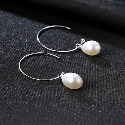 New Fashion Big Half Circle Earwire 925 Sterling Silver Drop Earring For Women Fine Pearl Paved Banquet Gifts